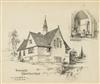 (ARCHITECTURE.) Goodhue, Bertram Grosvenor. Two ink drawings of Boston area churches (one initialed).